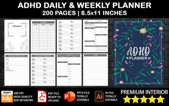 Top 10 Printable ADHD Planner Templates: Life-Changing Picks 10 ADHD Daily Weekly Planner For Adults Graphics 40374895 1 1 580x363 2