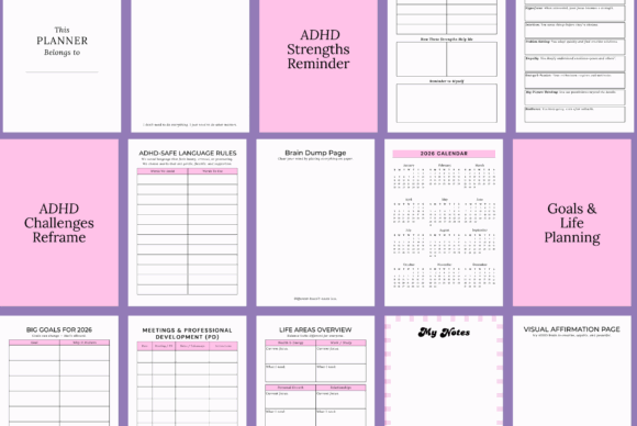15 Undated Digital Planner: Brilliant Templates You’ll Love 17 ADHD Digital Planner Canva Template Graphics 139294150 3 580x388 1