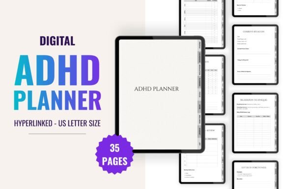 12 Best Digital Planner Templates for GoodNotes and iPad 16 ADHD Digital Planner GoodNotes Graphics 139475770 1 1 580x386 1