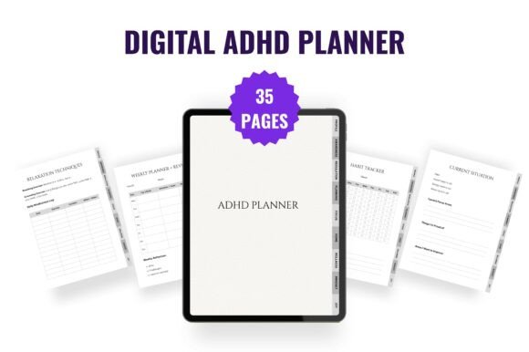 12 Best ADHD Digital Planner Templates for Better Focus 5 ADHD Digital Planner GoodNotes Graphics 139475770 2 580x386 2