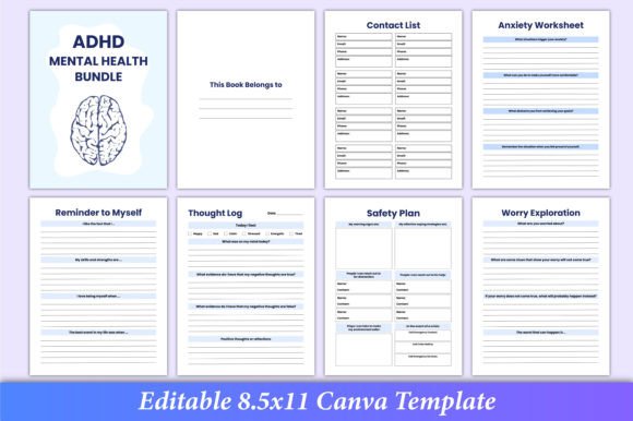 10 Best ADHD Planner Templates for Adults 10 ADHD Mental Health Planner Bundle Canva Graphics 90115006 2 580x386 1