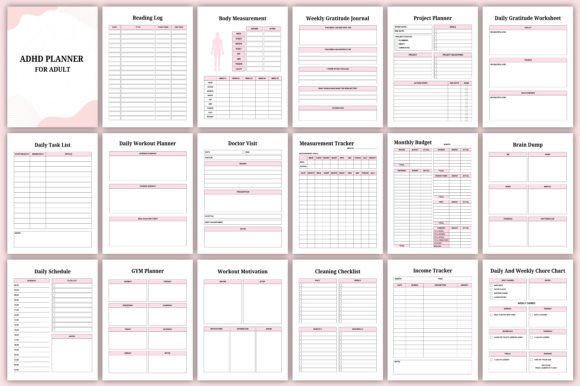 10 Best ADHD Planner Templates for Adults 14 ADHD Planner for Adult Canva Template Graphics 87098679 2 580x386 1