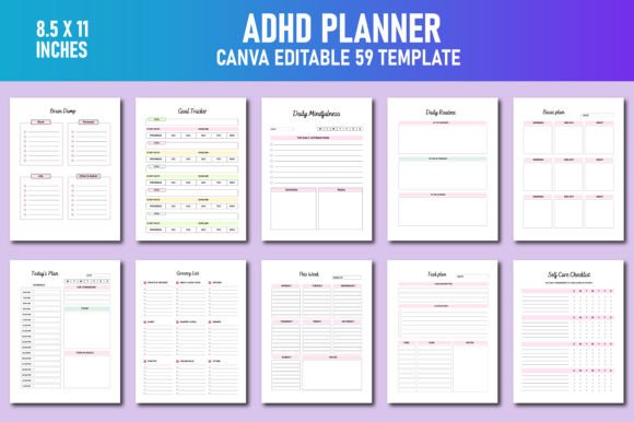 12 Printable ADHD Planner Templates for Better Focus 15 ADHD Planner for Adults Canva KDP Graphics 74651892 1 580x386 1