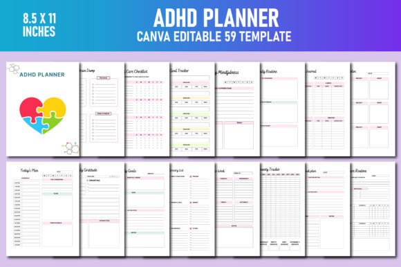 12 Printable ADHD Planner Templates for Better Focus 14 ADHD Planner for Adults Canva KDP Graphics 74651892 580x386 1