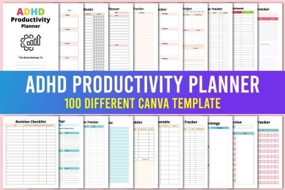Top 10 Printable ADHD Planner Templates: Life-Changing Picks 12 ADHD Productivity Planner Canva Template Graphics 81192694 1 1 580x386 2