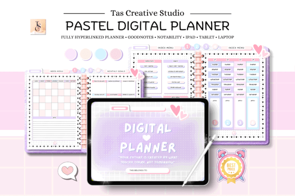 10 Best Hyperlinked Digital Planner Templates 12 ADHD Undated Digital Planner Goodnotes Graphics 128647558 1 1 580x386 2