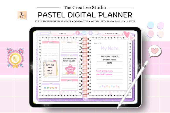 10 Best Hyperlinked Digital Planner Templates 13 ADHD Undated Digital Planner Goodnotes Graphics 128647558 2 580x386 1