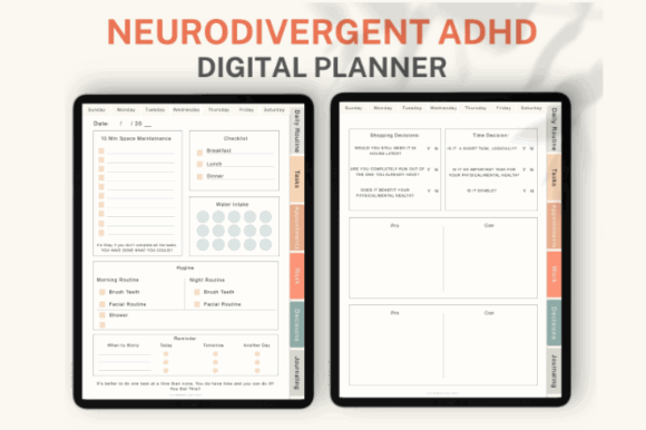 12 Best Digital Planner Templates for GoodNotes and iPad 18 Adhd Digital Planner Adhd Daily Planner Graphics 89703113 1 1 580x386 2