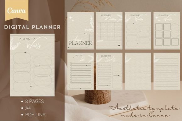 Top 11 Aesthetic Digital Planner Templates: Beautiful Picks 2 Aesthetic digital planner for Canva Graphics 64582047 1 1 580x387 1