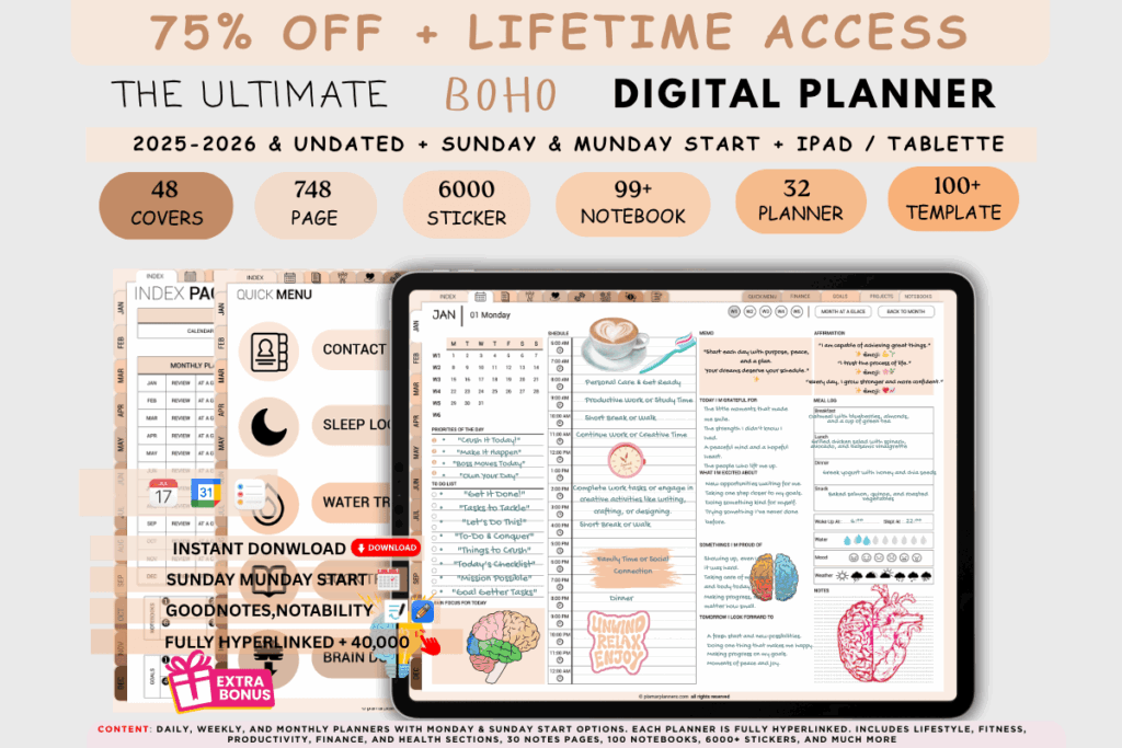 10 Best Aesthetic Digital Planner Templates for Goodnotes 7 All In One Digital Planner Boho Color Bundle Bundles 125836495 1