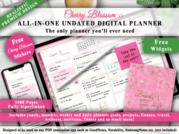 12 Best All-in-One Digital Planner Templates You’ll Love 14 All in One Undated Digital Planner Graphics 44065546 1 1 580x435 1 1
