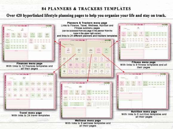 12 Best All-in-One Digital Planner Templates You’ll Love 15 All in One Undated Digital Planner Graphics 44065546 6 580x435 1