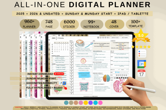 Digital Planner Templates: 15 Best Designs for an Organized Life 16 AllinOne Digital Planner 20252026 Graphics 123772342 1 1 580x387 1