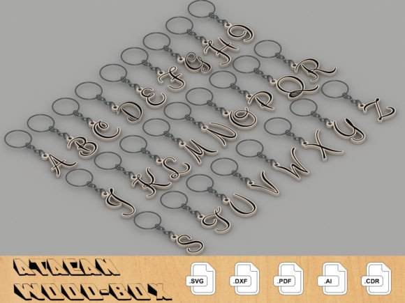 Laser Cut Files for Glowforge Projects: 25 Best Picks 26 Alphabet SVG DXF Set ABC Keychain Graphics 54366518 1 1 580x435 1