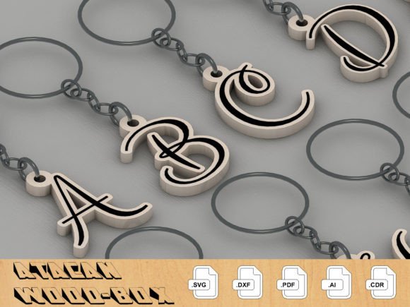 Laser Cut Files for Glowforge Projects: 25 Best Picks 27 Alphabet SVG DXF Set ABC Keychain Graphics 54366518 2 580x435 1
