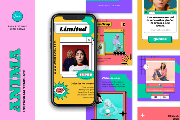 25 Instagram Story Templates: Gorgeous Designs You’ll Love 24 Anima Retro Fashion Instagram Template Graphics 60614549 1 1 580x387 1