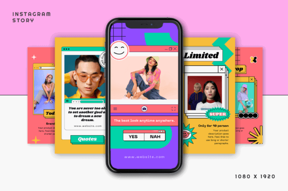 25 Instagram Story Templates: Gorgeous Designs You’ll Love 25 Anima Retro Fashion Instagram Template Graphics 60614549 3 580x386 1
