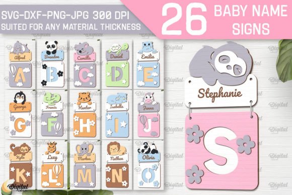 Wood Laser Cut Ideas: 45 Creative Projects Worth Making 22 Colorful baby name signs featuring animals and letters for personalized decor.