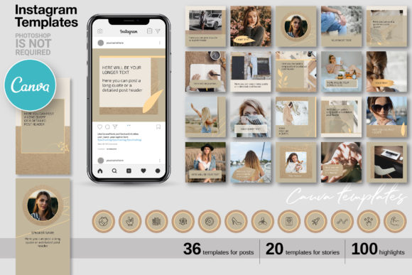 15 Minimalist Instagram Story Templates: Beautiful Kits 18 Beige CANVA Instagram Templates Graphics 29345193 1 1 580x387 1