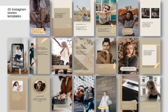 15 Minimalist Instagram Story Templates: Beautiful Kits 19 Beige CANVA Instagram Templates Graphics 29345193 6 580x387 1