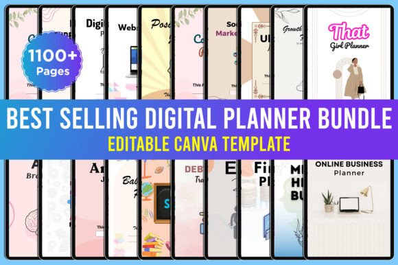 12 Best Digital Academic Planner Templates for Students 5 Colorful digital planner bundle showcasing various templates for academic and business planning.