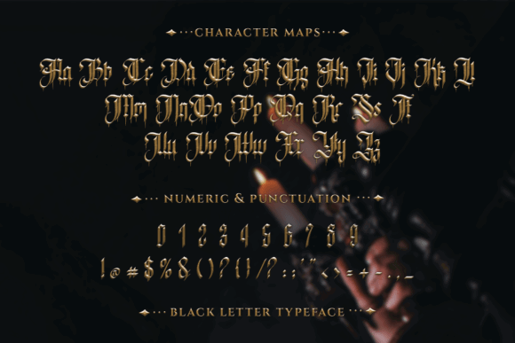 Halloween Fonts: 44 Best Picks for Cards, Signs & Cricut 81 Character map of the Bleeding Vampire font showcasing letters and numbers.