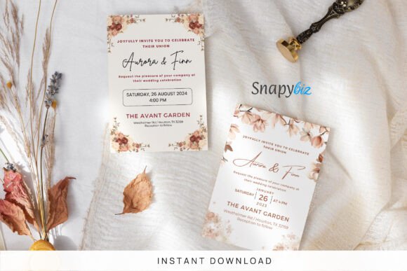 20 Canva Wedding Invitation Templates You Can Easily Edit 7 Floral wedding invitation templates with RSVP card on a textured background.