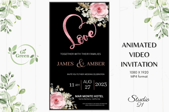 20 Canva Wedding Invitation Templates You Can Easily Edit 32 Animated wedding invitation featuring floral accents and elegant typography.