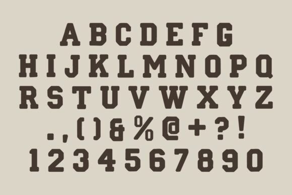 18 Best Slab Serif Display Fonts for Bold Headlines 23 Bold slab serif font showcasing uppercase letters and numbers.