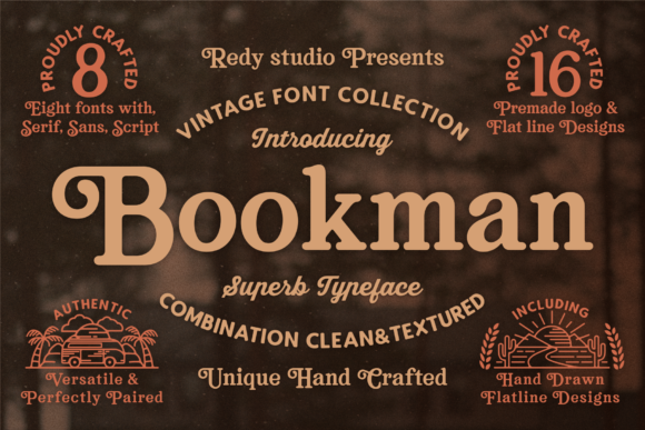 Best Serif Fonts for Logos: 10 Branding-Friendly Picks 3 Bookman font showcasing vintage typography design elements.