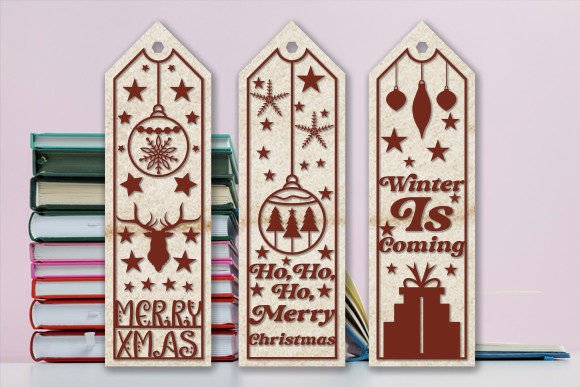 Laser Cut Wood Bookmarks Ideas: 24 Stunning Designs 30 Bookmark Laser Cut christmas design Graphics 44307209 1 1 580x387 1