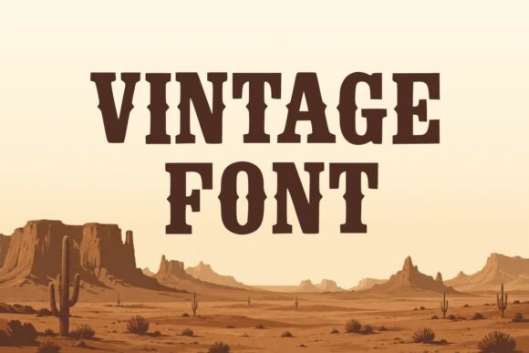 18 Best Slab Serif Display Fonts for Bold Headlines 12 Bold vintage font displayed against a desert landscape.