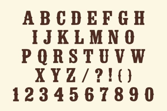 18 Best Slab Serif Display Fonts for Bold Headlines 13 Bronco Western slab serif font showcasing uppercase letters and numbers.