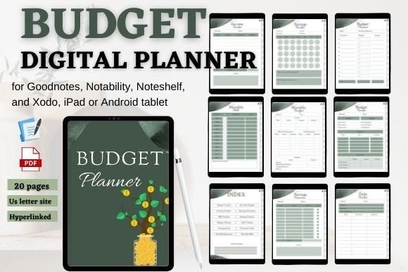 Digital Planner Templates: 15 Best Designs for an Organized Life 12 Budget Digital Planner Hyperlinked tab Graphics 31384849 1 1 580x386 1