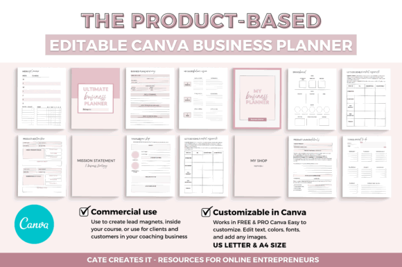 5 Digital Planner Templates: Powerful Picks for Small Business 3 Editable Canva business planner templates with various sections and designs.