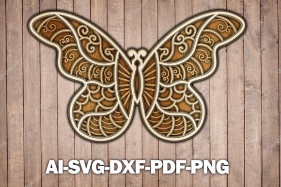 Wood Laser Cut Ideas: 45 Creative Projects Worth Making 32 Layered butterfly design made from laser-cut wood with intricate patterns.