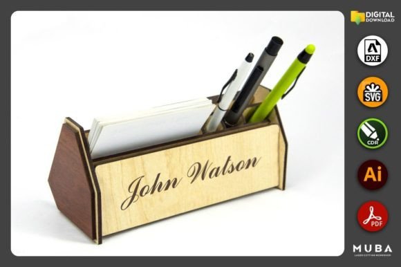 Laser Cut Teacher Appreciation Gifts: 45 Personalized Ideas 12 Personalized laser-cut pencil holder with the name John Watson, designed for teacher desk organization.