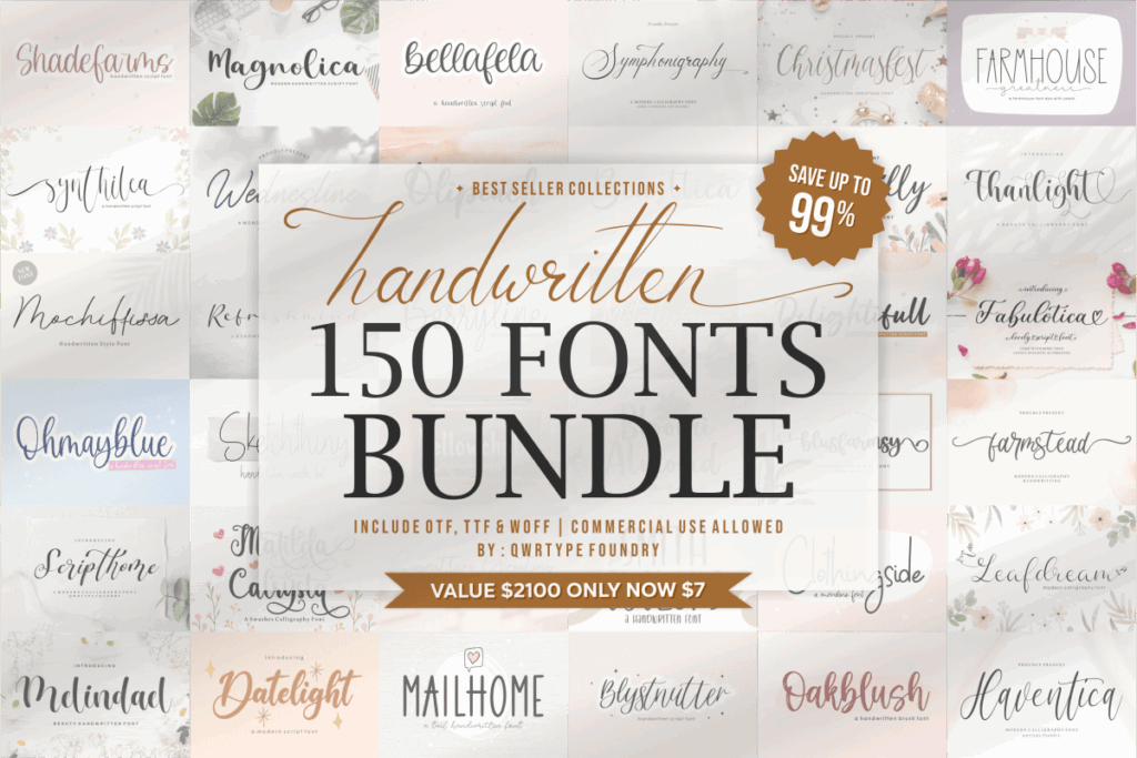 12 Best Handwritten Font Bundles for Wedding Invitations 2 CF 1
