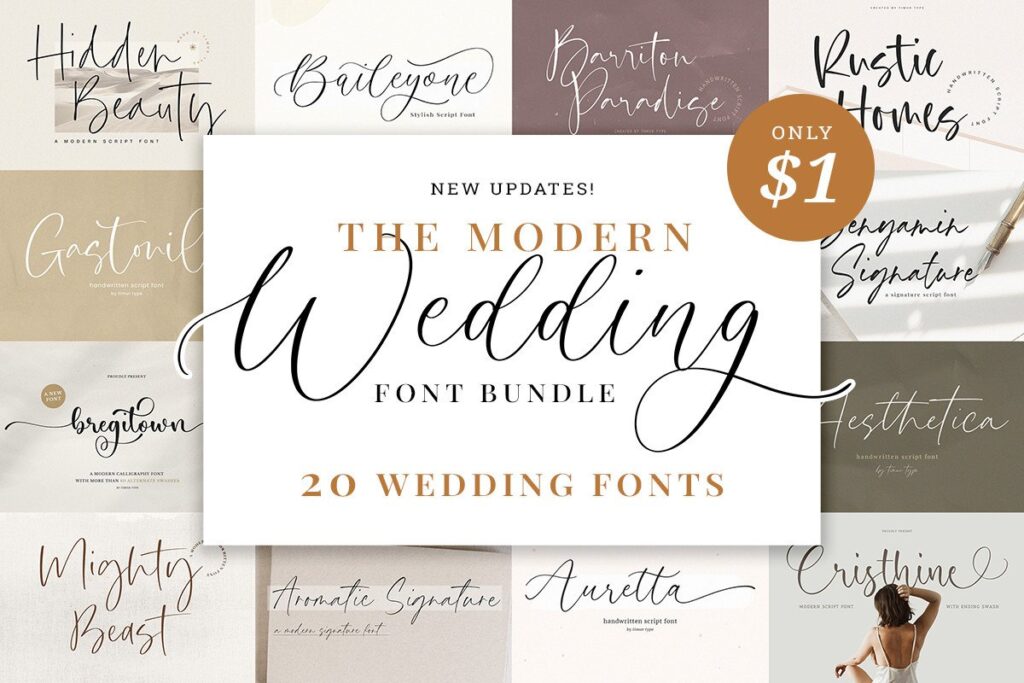 12 Best Handwritten Font Bundles for Wedding Invitations 4 CF WEDDING