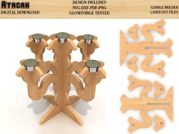 Laser Cut Files for Glowforge Projects: 25 Best Picks 2 Candle Holder SVG dxf file for Glowforge Graphics 39074583 1 1 580x435 1