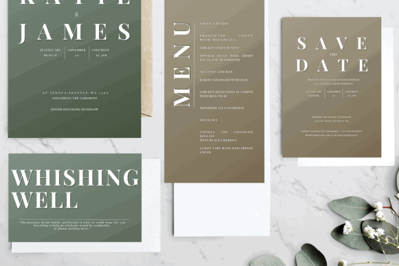 20 Canva Wedding Invitation Templates You Can Easily Edit 11 Elegant wedding invitation suite featuring save the date, menu, and RSVP card with minimalist design.