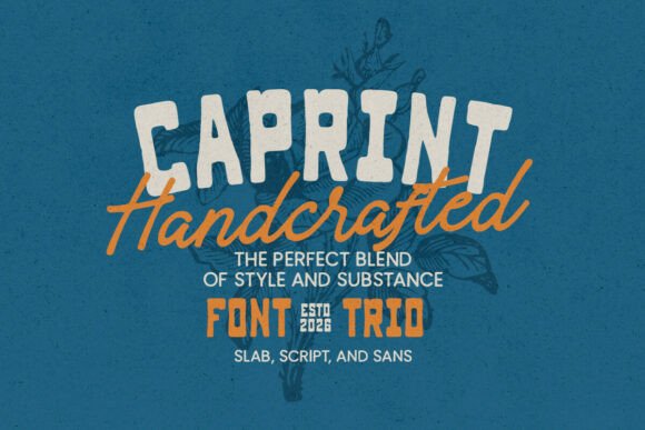 18 Best Slab Serif Display Fonts for Bold Headlines 32 Caprint font showcasing a handcrafted design with bold lettering.