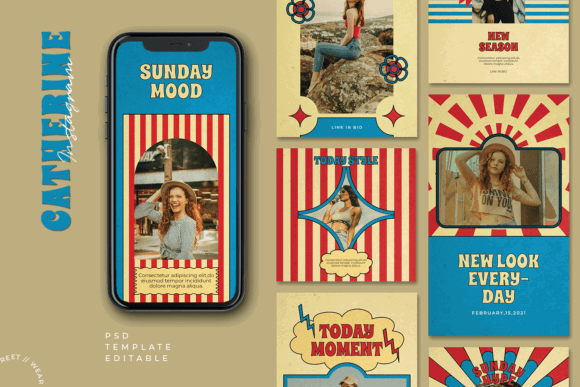 13 Vintage Instagram Story Templates for a Stunning Feed 7 Chaterine Retro Instagram Template Graphics 60609068 1 1 580x387 1