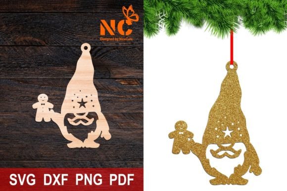 Laser Cut Files for Glowforge Projects: 25 Best Picks 42 Christmas Ornaments Glowforge Gnome 4 Graphics 35183548 1 1 580x387 1