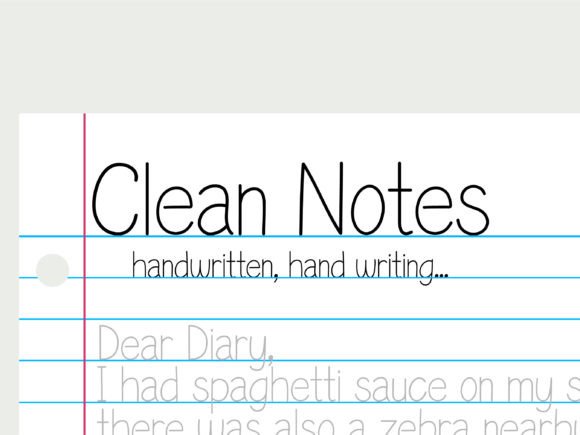 16 Handwritten Fonts for Commercial Use That Look Professional 32 Handwritten text saying 'Clean Notes' on lined paper.