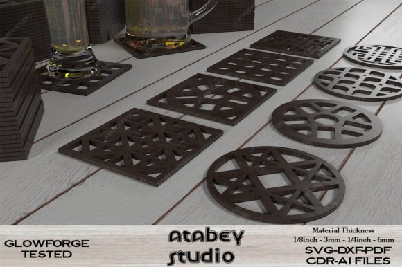 Laser Cut Files for Glowforge Projects: 25 Best Picks 3 Coaster Laser Cut Glowforge SVG files Graphics 65762926 1 1 580x386 1