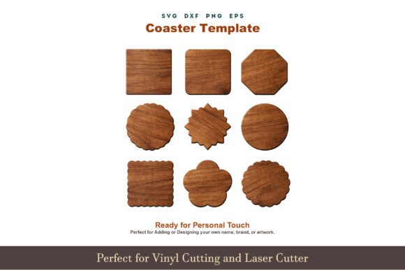 Wooden Laser Cut Gift Ideas: 26 Amazing Personalized Project 23 Various wooden coaster templates in different shapes for laser cutting.