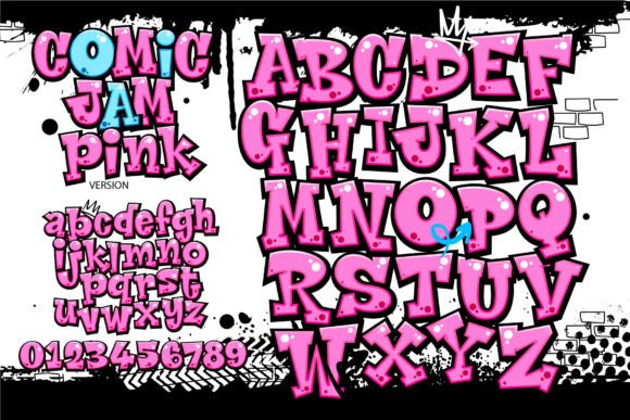 15 Graffiti Fonts for Cricut: What Actually Cuts Clean 24 Comic Jam font in pink with uppercase and lowercase letters and numbers.