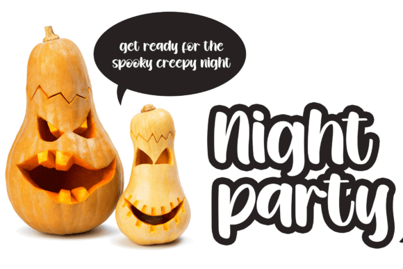 36 Best Halloween Fonts for Invitations, Shirts, Signs, and Crafts 49 Two carved pumpkins with spooky faces and Halloween-themed text.
