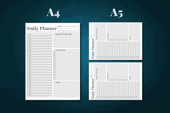 11 Daily Digital Planner Pages for Focused Planning 21 Daily planner template showing A4 and A5 layouts with sections for goals, to-do list, and notes.